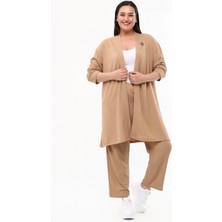 Laden Büyük Beden Kadın Anne Yazlık Baharlık Bürümcük Kumaş Pantolon Hırka Ikili Takım
