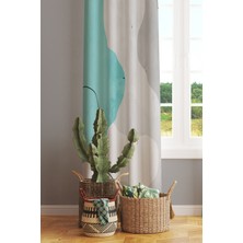 Moud's Undulation Desenli Süet Oturma Odası Salon Fon Perde Baskılı Ekstrafor Büzgü Tek Kanat PRD-1114