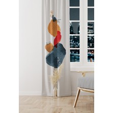 Moud's Japanese Stone Desenli Süet Oturma Odası Salon Fon Perde Baskılı Ekstrafor Büzgü Tek Kanat PRD-1109