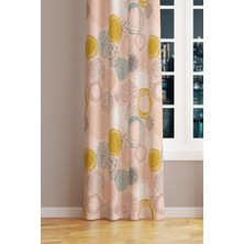 Moud's Xero Floral 1 Desenli Süet Oturma Odası Salon Fon Perde Baskılı Ekstrafor Büzgü Tek Kanat PRD-1081