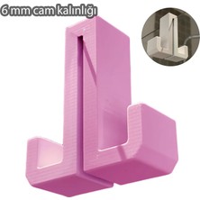 3 Boyutlu Hepsi Pembe Duşakabin Askısı - Pembe Havlu Askılık - Çift Taraflı Havluluk - 4 mm Cam Kalınlığına Uygun