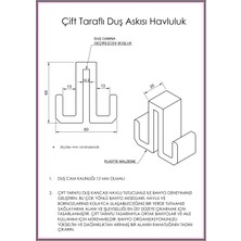 3 Boyutlu Hepsi Siyah Duşakabin Askısı - Siyah Havlu Askılık - Çift Taraflı Havluluk - 12 mm Cam Kalınlığına Uygun