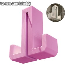 3 Boyutlu Hepsi Pembe Duşakabin Askısı - Pembe Havlu Askılık - Çift Taraflı Havluluk - 12 mm Cam Kalınlığına Uygun