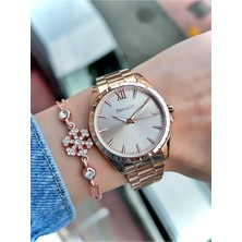 Ferrucci Çelik Su Geçirmez Şık Kadın Kol Saat+Bileklik