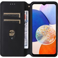 Seashell Digital Samsung Galaxy A15 4g/5g Deri Kılıf Telefon Cüzdan Kapağı Eşkenar Dörtgen Desenli-Mavi (Yurt Dışından)