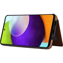 Seashell Digital Samsung Galaxy A72 5g/4g Kılıf Tpu+Pu Deri Kickstand Kart Tutucu Telefon Kapağı-Kahverengi (Yurt Dışından)