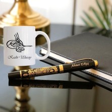Hediye Vakti Kişiye Özel  Osmanlı Tuğralı Kalem ve Bardak Hediye Seti