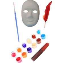 Artlantis Karton Maske Boyama Seti 1 Paket Ipek Fırçalı Akrilik Boyalı Boyanabilir Maske Okul Sınıf Etkinlik