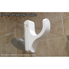3 Boyutlu Hepsi Beyaz Duşakabin Askısı - Beyaz Havlu Askılık - 10 mm Cam Kalınlığına Uygun