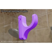 3 Boyutlu Hepsi Mor Duşakabin Askısı - Mor Havlu Askılık - 10 mm Cam Kalınlığına Uygun