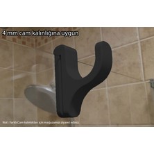 3 Boyutlu Hepsi Siyah Duşakabin Askısı - Siyah Havlu Askılık - 4 mm Cam Kalınlığına Uygun