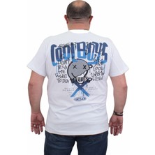 Moc Grande Mocgrande Erkek Büyük Beden Sıfır Yaka T-Shirt Cool Boys 24125 Beyaz