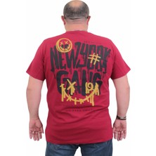 Moc Grande Mocgrande Erkek Büyük Beden Sıfır Yaka T-Shirt Gang 24132 Bordo