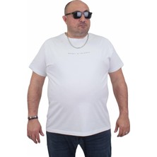 Moc Grande Mocgrande Erkek Büyük Beden Sıfır Yaka T-Shirt Rich 24134 Beyaz