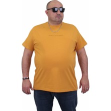 Moc Grande Mocgrande Erkek Büyük Beden Sıfır Yaka T-Shirt Rich 24134 Hardal