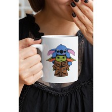 Qoeuyl Boutique Baby Yoda Stitch Baskılı Kupa Bardak