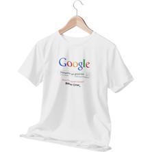 Qoeuyl Boutique Kişiselleştirilebilir Google Arama Butonu Baskılı Sevgili, Eş, Özel Gün Hediye Beyaz  T-Shirt