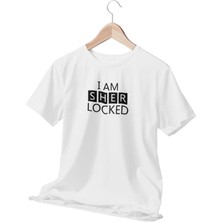 Qoeuyl Boutique I Am Sherlocked The Woman Sherlock Baskılı Hediyelik Beyaz  T-Shirt