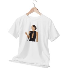 Qoeuyl Boutique Fleabag Illüstrasyon Baskılı Sevgili Arkadaş Doğum Günü Hediyelik Beyaz  T-Shirt