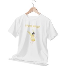 Qoeuyl Boutique Peri Temalı Beyaz Kadın T-Shirt