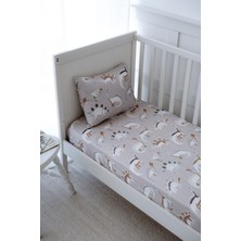 Nou Dinozorlu Organik Bebek Lastikli Çarşaf Seti (90X200+20) - Dinosaurs