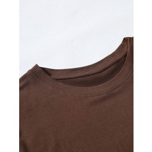 Dogfish Erkek Kahverengi Teddy Baskılı Oversize Bisiklet Yaka Tshirt