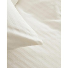 Sheri Home Quen Ekru Çizgili Saten Çift Kişilik Nevresim Seti HP889523889236