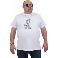 Starbattal Erkek Büyük Beden Sıfır Yaka T-Shirt Cool Boys 24125 Beyaz