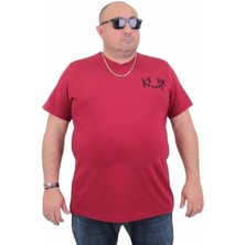 Starbattal Erkek Büyük Beden Sıfır Yaka T-Shirt Gang 24132 Bordo