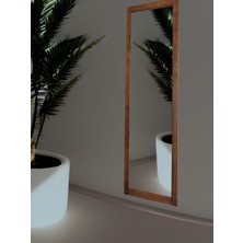 Mirrorss Ceviz Renk Ahşap Çerçeve Duvara Ayna 121X37 cm Antre Hol Boy Ayna