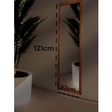 Mirrorss Ceviz Renk Ahşap Çerçeve Duvara Ayna 121X37 cm Antre Hol Boy Ayna