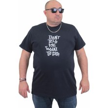 Starbattal Erkek Büyük Beden Sıfır Yaka T-Shirt Cool Boys 24125 Lacıvert