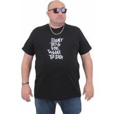 Starbattal Erkek Büyük Beden Sıfır Yaka T-Shirt Cool Boys 24125 Sıyah