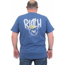 Starbattal Erkek Büyük Beden Sıfır Yaka Tişört Rich 24134 Indıgo