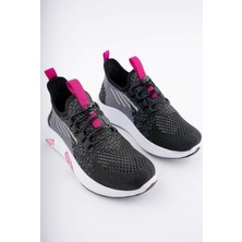 Tutinom 507-24 Triko Sneaker Kız Çocuk Ayakkabı Siyah Pembe 26-30