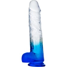 Erotica Myst Color Dildo Realistik Jel Dokuda Vantuzlu Ultra Yumuşak Şeffaf Mavi Yapay Penis