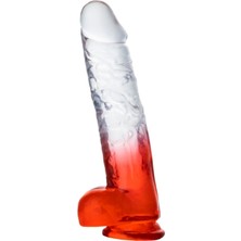 Erotica Myst Color Dildo Realistik Jel Dokuda Vantuzlu Ultra Yumuşak Şeffaf Kırmızı Yapay Penis