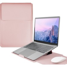 Seashell Digital 16 Inç Laptop Çantası Pu Deri Ayarlanabilir Standlı Taşıma Çantası-Pembe (Yurt Dışından)