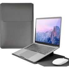 Seashell Digital Ayarlanabilir Standlı 16 Inç Laptop Çantası Pu Deri Taşıma Çantası-Koyu Gri (Yurt Dışından)