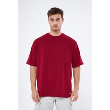 Mesfeno Erkek Basic Oversize Fit,  %100 Pamuk Bisiklet Yaka Kalın Kumaş T-Shirt