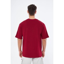 Mesfeno Erkek Basic Oversize Fit,  %100 Pamuk Bisiklet Yaka Kalın Kumaş T-Shirt