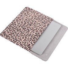 Seashell Digital Leopar Baskılı Moda Dizüstü Bilgisayar Kılıfı Pu Deri Manyetik Kapaklı Zarf Dizüstü Bilgisayar Çantası-Pembe/14 Inç (Yurt Dışından)