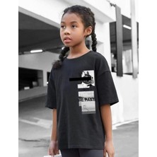 Tarz Yeri Çocuk Unisex Baskılı T-Shirt - Siyah