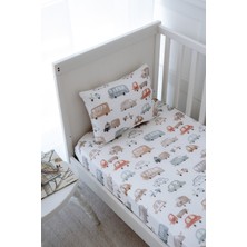 Nou Renkli Araçlı Organik Bebek Lastikli Çarşaf Seti (120X200+20) - Vehicle Attack