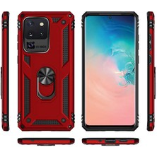 Tasopay Samsung Galaxy S20 Ultra Uyumlu Kılıf Soldier Korumalı Yüzüklü ve Mıknatıslı Tpu Gövde Kılıf