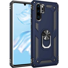 Tasopay Huawei P30 Pro Uyumlu Kılıf Soldier Korumalı Yüzüklü ve Mıknatıslı Tpu Gövde Kılıf