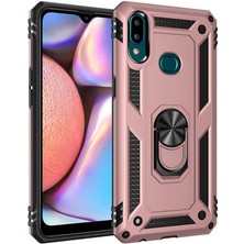 Tasopay Samsung Galaxy A10S Uyumlu Kılıf Soldier Korumalı Yüzüklü ve Mıknatıslı Tpu Gövde Kılıf