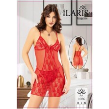 Miss Laris Ip Askılı Tül Gecelik Takım 1036