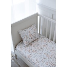Nou Minimal Çiçekli  Bebek Lastikli Çarşaf Seti (80X140+15) - Woodland Floral