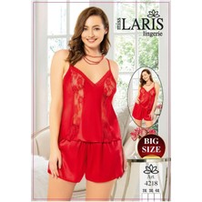 Miss Laris Ip Askılı Büyük Beden Saten Short Takım